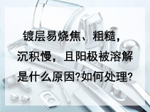 镀层易烧焦、粗糙，沉积慢。且阳极被溶解是什么原因?如何